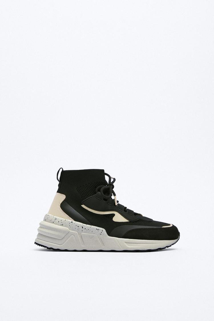COMBINED HIGH TOP SNEAKERS Black ZARA United States